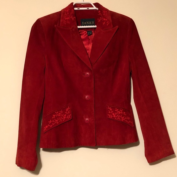 RARE Vintage DANIER leather suede red blazerjacket